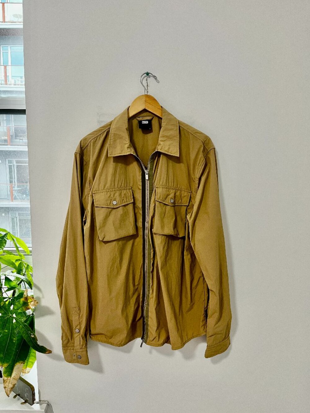 Kith Men's Espresso Camel Brown Crispy Nylon Military Jacket Size Large